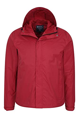 Mountain Warehouse Chaqueta Torrent para Hombre - Chubasquero, Abrigo Ligero, Ropa de Abrigo con Costuras termoselladas, Chaqueta Informal con Dos Bolsillos -para Viajar Rojo Oscuro L