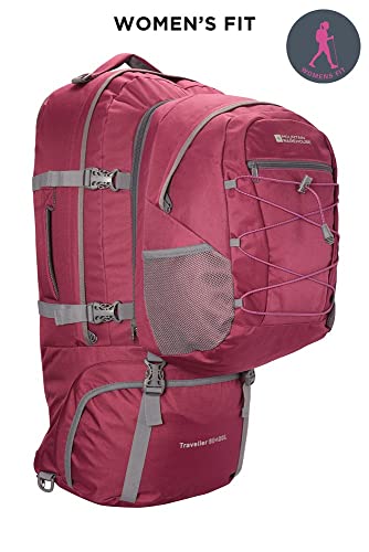 Mountain Warehouse Mochila Traveller 60 + 20 L - Mochila Desmontable, Mochila Resistente, Mochila con Varios Bolsillos - para Viajar, IR de Acampada y Hacer Senderismo Morado Corte Mujeres