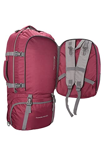 Mountain Warehouse Mochila Traveller 60 + 20 L - Mochila Desmontable, Mochila Resistente, Mochila con Varios Bolsillos - para Viajar, IR de Acampada y Hacer Senderismo Morado Corte Mujeres