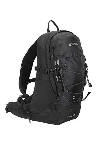 Mountain Warehouse Pace Mochila 20 L - Compatible con hidratación, Espalda con Sistema de ventilación, Cubierta para la Lluvia Plegable - para Viajar, Caminar, Acampar Negro Talla única