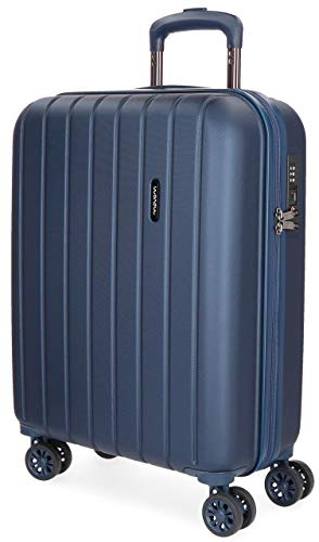 Movom Wood Maleta de cabina Azul 40x55x20 cms Rígida ABS Cierre TSA 38L 2,9Kgs 4 Ruedas Dobles Equipaje de Mano