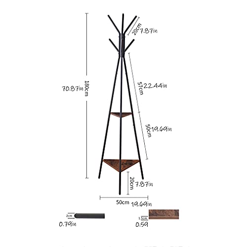 MQH Perchero Enterway Coat Rack Vintage Ropa Soporte con 2 Niveles de Almacenamiento estantes Cesta de Canasta Sombrero Holder Hager Titular Easy Montaje Perchero de Pie (Color : A)