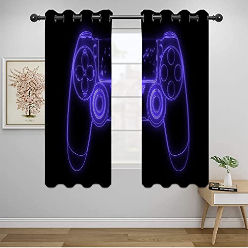 MRFSY Cortinas térmicas para oscurecer la habitación, para sala de estar, juego morado, control de juego, control de juego, reducción de ruido, cortina opaca, 140 x 183 cm