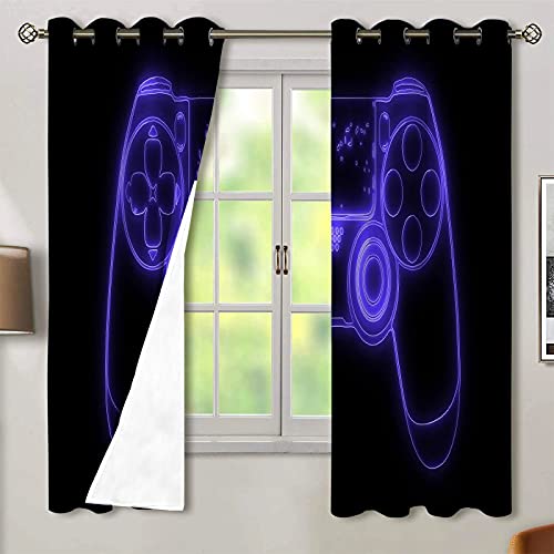 MRFSY Cortinas térmicas para oscurecer la habitación, para sala de estar, juego morado, control de juego, control de juego, reducción de ruido, cortina opaca, 140 x 183 cm