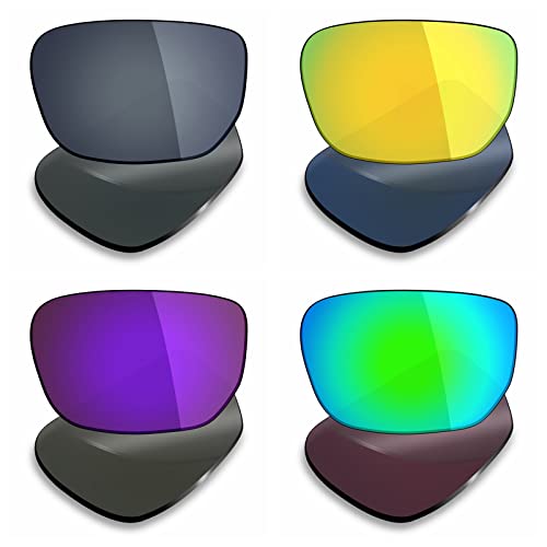 Mryok 4 pares de lentes polarizadas de repuesto para Oakley Style Switch Sunglass - Negro IR/24K Gold/Plasma Purple/Emerald Green
