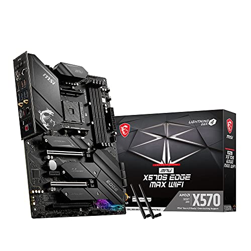 MSI MPG X570S Edge MAX WiFi Placa Base ATX - Soporta procesadores Ryzen Serie 5000, AM4 - Mystic Light, 75 A VRM, DDR 4 Boost (5300+MHz/OC), 2 x PCIe 4.0 x16, 3 x M.2 Gen 4 x 4, Wi-Fi 6E