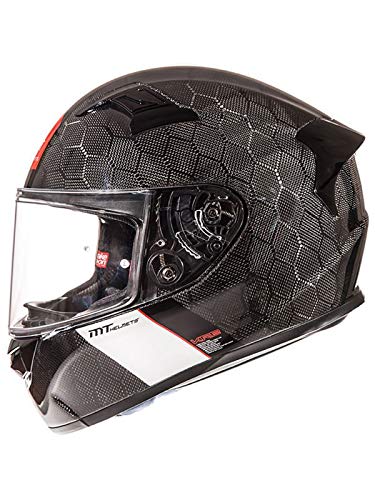 MT Casco Moto 2019 Kre Snake Carbon Negro-Blanco (Xs, Negro)