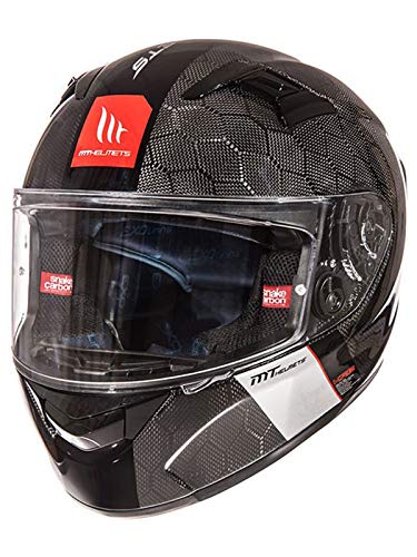 MT Casco Moto 2019 Kre Snake Carbon Negro-Blanco (Xs, Negro)