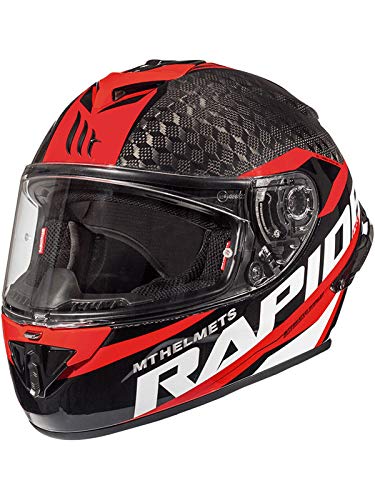 MT Casco Moto 2019 Rapide Pro Carbon Carbon-Rojo (L, Rojo)