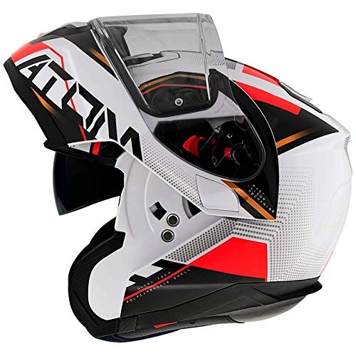 MT HELMETS - Casco Atom SV Quark B5 Rojo/Blanco Perla (XL)