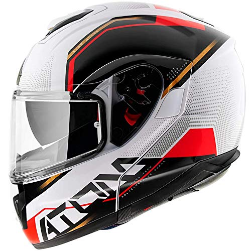 MT HELMETS - Casco Atom SV Quark B5 Rojo/Blanco Perla (XL)