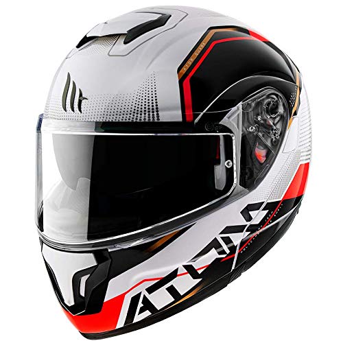 MT HELMETS - Casco Atom SV Quark B5 Rojo/Blanco Perla (XL)