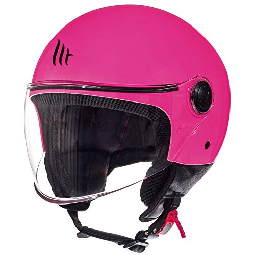 MT HELMETS Street Solid Casco de Moto, Unisex Adulto, Rosa Gloss Pink, XS