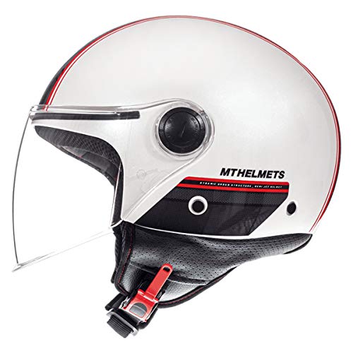 MT Street - Casco jet para moto, scooter, scooter, scooter, estilo retro, retro, retro, estilo piloto, ECE 22.05 (Entire blanco, talla S)