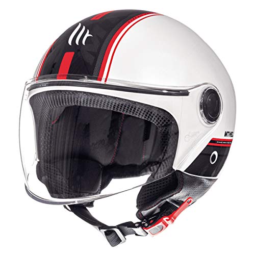 MT Street - Casco jet para moto, scooter, scooter, scooter, estilo retro, retro, retro, estilo piloto, ECE 22.05 (Entire blanco, talla S)