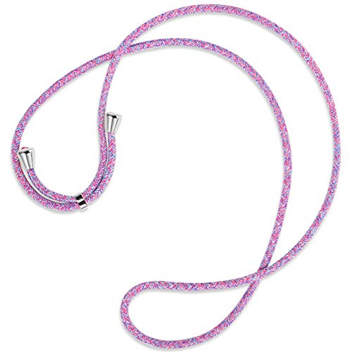 mtb more energy® Cuerda de Repuesto para Collar Smartphone - Unicornio Morado - Incluyendo Tapas Protectoras (Plata) - Cuerda de Intercambio Tirante Cadena Banda