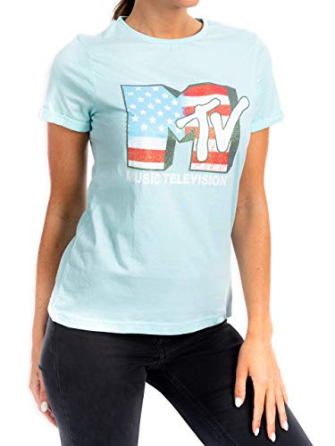 MTV Camiseta para Mujer Azul XX-Large