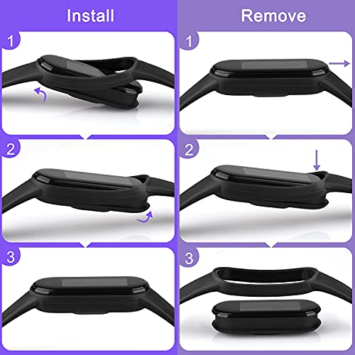 Mugust 3 Pack Correa Compatible con Xiaomi Mi Band 5 / Xiaomi Mi Band 6 / Amazfit Band 5, Pulseras de Repuesto de TPU Clásica para Xiaomi Mi Band 5 / Mi Band 6 Correas (Negro+Negro+Negro)