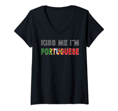 Mujer BÉSAME SOY PORTUGUÉS/BEIJAME-ME SOU PORTUGUES Camiseta Cuello V