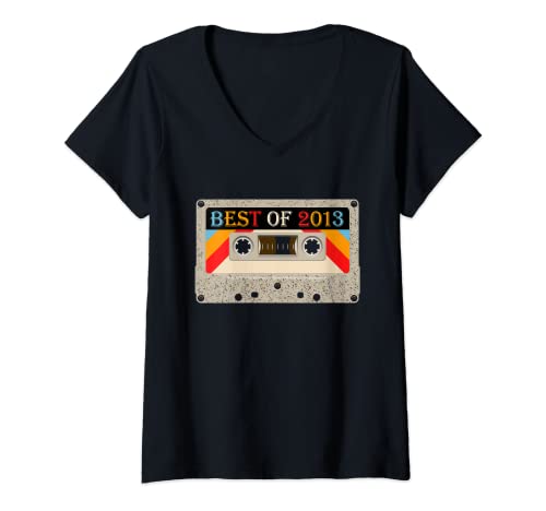 Mujer Best Of 2013 9 años de edad cumpleaños cinta cassette vintage Camiseta Cuello V