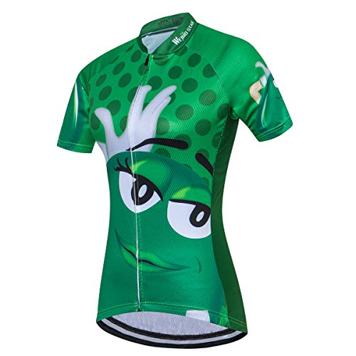 Mujer Ciclismo Jersey Tops verano manga corta completa cremallera bicicleta camisa, forro polar verde con licencia oficial de star wars silent one crew., XX-Large