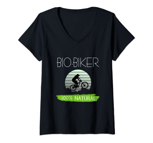 Mujer Divertida bicicleta de montaña, bici bio, sin batería, regalo Camiseta Cuello V