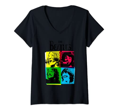 Mujer Los Beatles CMYK Beatles Camiseta Cuello V