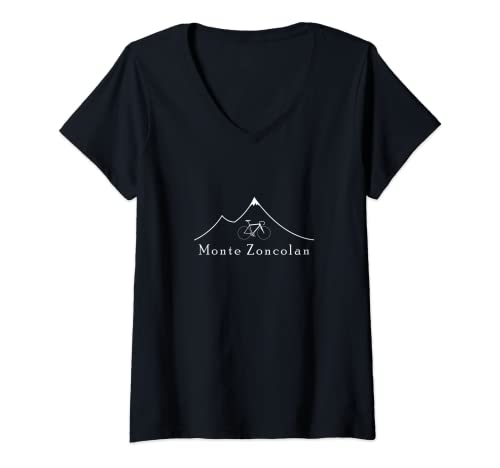 Mujer Monte Zoncolan, Italia, Giro, ciclismo, Alpes, bicicleta Camiseta Cuello V