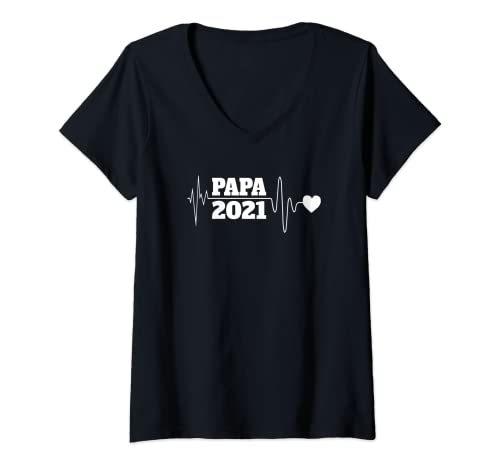 Mujer Papa 2021 - Pulsómetro para regalo de padre Camiseta Cuello V