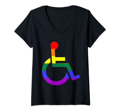 Mujer Símbolo de silla de ruedas Camiseta Cuello V