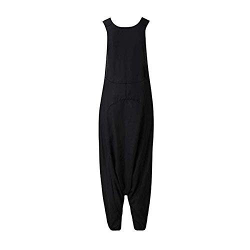 Mujer Verano Peto de Pantalones, Morbuy Moda Talla Grande Casual Largos Ancho Baggy Harem Mono Suelto Bolsillos Overoles Jumpsuit Tirantes Playa Fiesta Noche Oficina Embarazados (L,Negro)