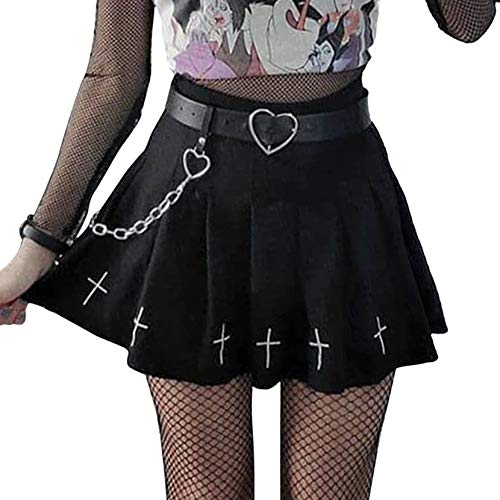 Mujeres Niñas Harajuku Goth Falda Y2k Cintura Alta Encaje Patchwork Mini Faldas Punk Dark A-Line Falda Streetwear