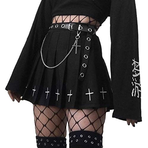 Mujeres Niñas Harajuku Goth Falda Y2k Cintura Alta Encaje Patchwork Mini Faldas Punk Dark A-Line Falda Streetwear