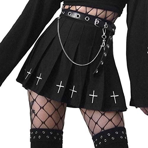 Mujeres Niñas Harajuku Goth Falda Y2k Cintura Alta Encaje Patchwork Mini Faldas Punk Dark A-Line Falda Streetwear
