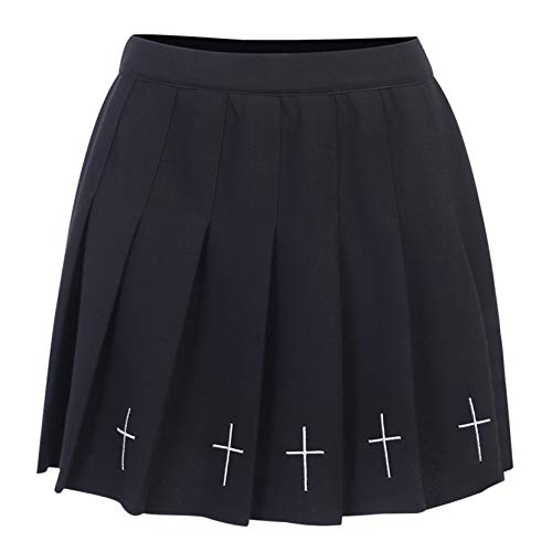 Mujeres Niñas Harajuku Goth Falda Y2k Cintura Alta Encaje Patchwork Mini Faldas Punk Dark A-Line Falda Streetwear