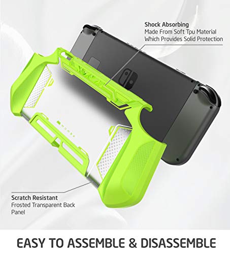 Mumba Funda acoplable para Nintendo Switch, Case Funda protectora TPU Grip funda de agarre compatible con la consola de Nintendo Switch y Controlador Joy-Con (Verde)