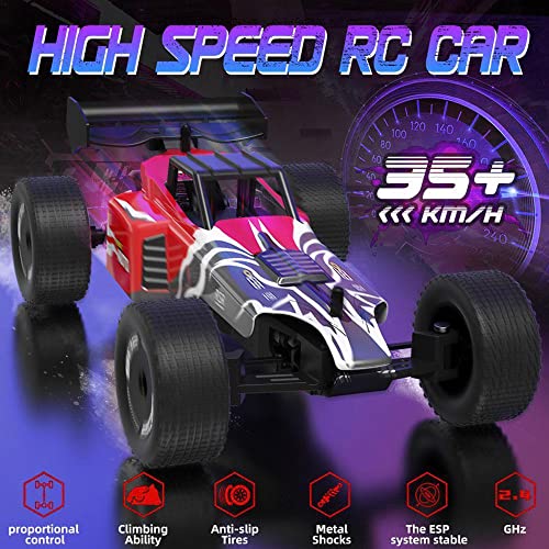 MUMUMI 1:24 Coche RC de Alta Velocidad a Escala Completa 2.4GHz 4WD con cámara HD Coches Off Road Buggy Toy Vehículo de Escalada Todoterreno Camión de Carretera para niños Juguetes, Niños Niños Niñas
