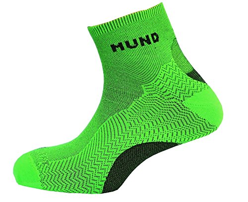 Mund Socks Calcetín Trekking/Running antiampollas, Antibacteriano y terapéutico. Pie Izquierdo y Derecho diferenciados (Verde, EU 46-49)