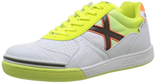 Munich G-3 Indoor 20, Zapatillas de Deporte Hombre, Blanco Amarillo Flúor, 44 EU