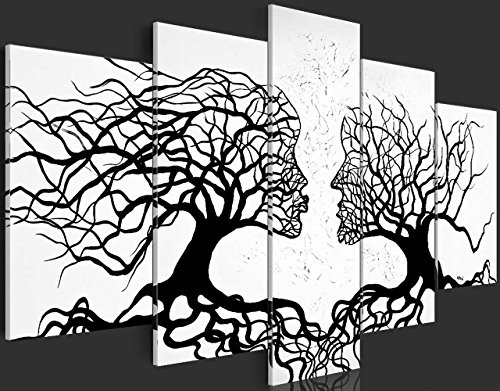 murando Cuadro en Lienzo Abstracto Personas 200x100 Impresión de 5 Piezas Material Tejido no Tejido Impresión Artística Imagen Gráfica Decoracion de Pared Arbol Blanco Negro a-A-0104-b-m