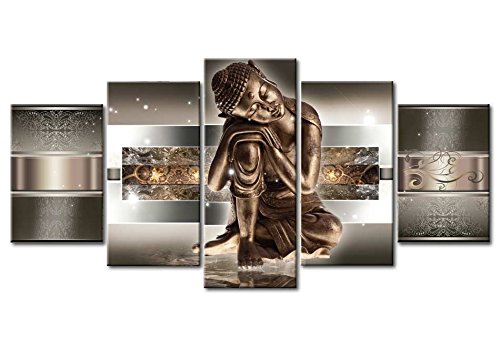murando Cuadro en Lienzo Buda Zen SPA 200x100 cm Impresión de 5 Piezas Material Tejido no Tejido Impresión Artística Imagen Gráfica Decoracion de Pared Buddha Paisaje Cascada 020113-289