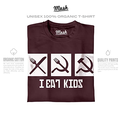 MUSH – Camiseta Comunismo – Io Mangio i Bambini – Divertido – 100% algodón orgánico Burgundy L