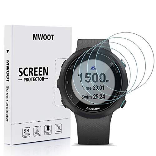 MWOOT Cristal Templado Compatible con Reloj Garmin Swim 2 (4 Unidades), Protector Pantalla Vidrio Proteccion 9H Pelicula Anti-arañazos para Smartwatch Garmin Swim 2