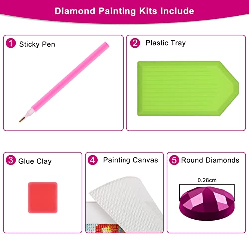 MXJSUA DIY 5d Diamond Pintura por número Kit,DIY Pintura al oleo por numeros Full Taladro Gallo gallina Pollitos Bordado de Punto de Cruz Artes Manualidades Lienzo Pared decoración 35x45cm