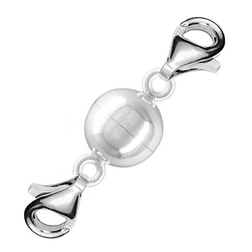 My-Bead cierres mosquetón doble magnético 30mm Plata de ley 925 imán de bala para collar y pulsera de perlas DIY
