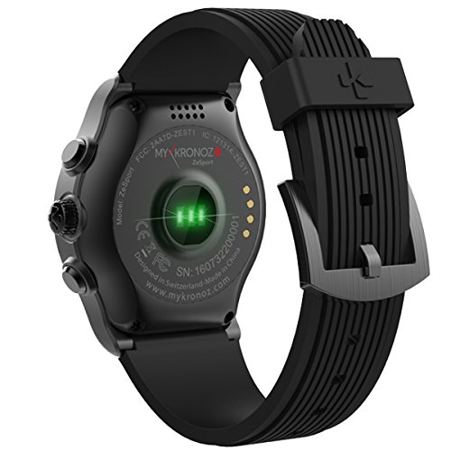 MyKronoz ZeSport - GPS multideporte, monitorización cardíaca, pantalla a color, reloj inteligente con diseño elegante (negro/negro)