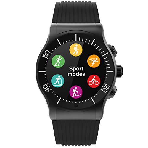 MyKronoz ZeSport - GPS multideporte, monitorización cardíaca, pantalla a color, reloj inteligente con diseño elegante (negro/negro)