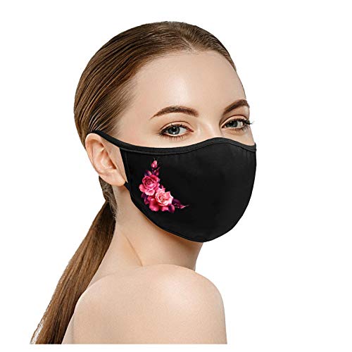 N / B Negro Las_Mascarillas Adultos Algodón Estampado Floral Respirable Adecuado l_avables y Reutilizables No Se Empaña Fácilmente, Se Adapta A La Cara,Una Variedad de Estilos para Elegir.