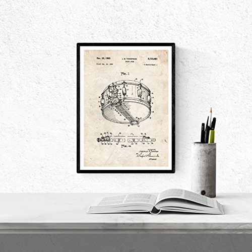 Nacnic Vintage - Pack de 4 láminas con Patentes de Música Blues. Set de posters con inventos y patentes antiguas.