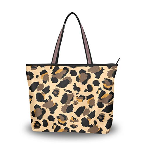 NaiiaN Bolso de compras Bolsos de hombro Bolso de asas de leopardo Correa liviana para mujeres Niñas Señoras Bolsos de estudiantes